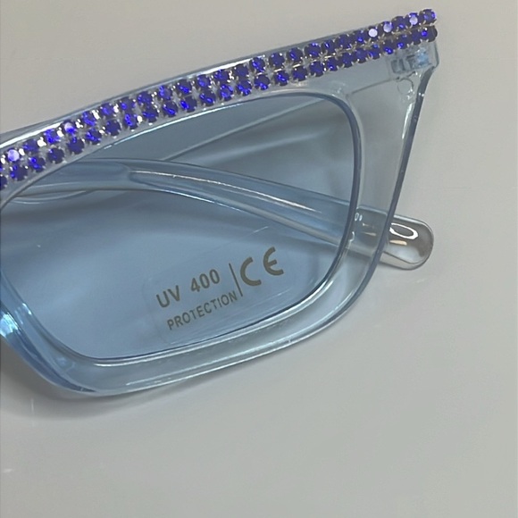 Blue Cat Eye Rhinestone Sunglasses - Picture 7 of 7